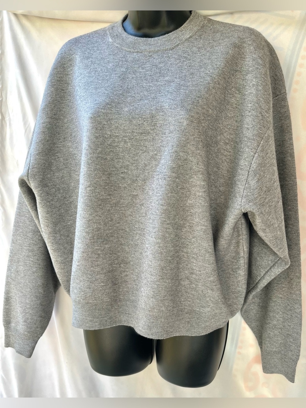 Zara Crew Neck Neutral Long Sleeves Relaxed Silhouette Gray Small Oversized
